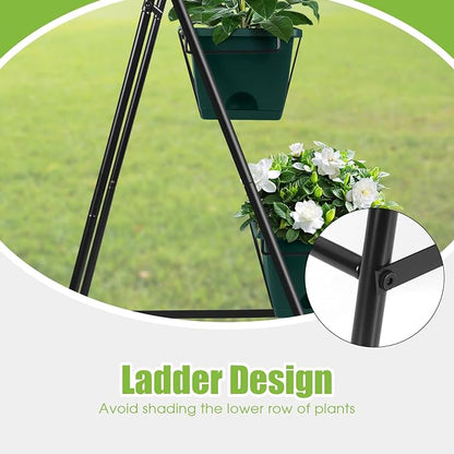 Vertical Raised Garden Bed 4 Tier Garden Planter for Outdoor Plants Standing Garden Planters with Drainage Holes Removable Tray for Herbs Flowers Vegetables Plants (Green)