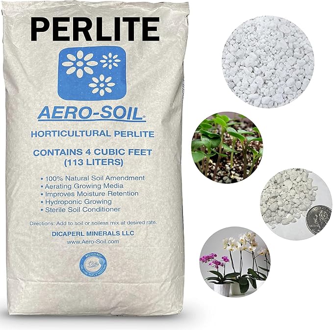 AeroSoil Perlite Premium Horticultural Grade Soil Additive Drainage and Growth - Coarse 4 Cubic Foot