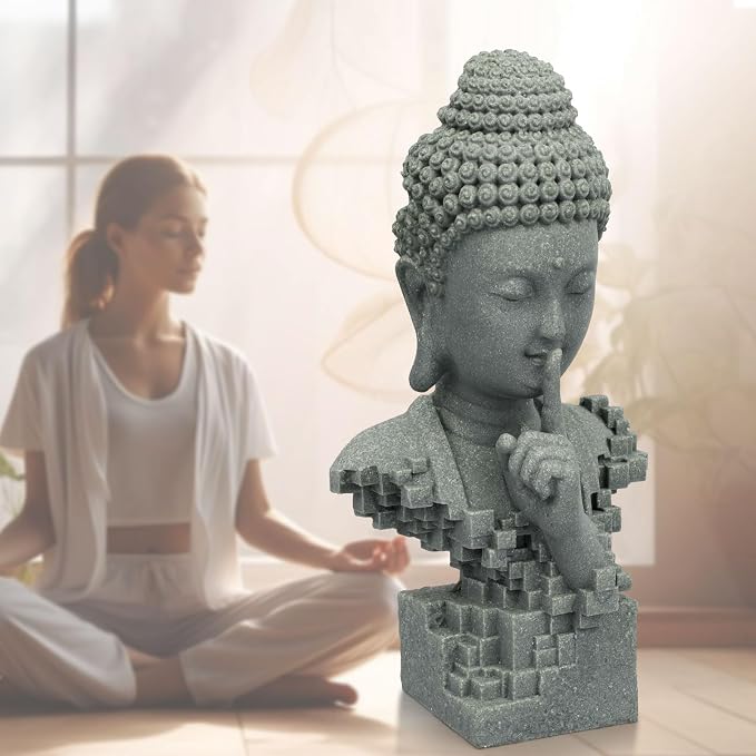 Meditating Buddha Zen Sculpture, Large Resin Desk Statue for Indoor Decor, Zen Meditation Figurine for Home Altar, Yoga Room, Peaceful Space