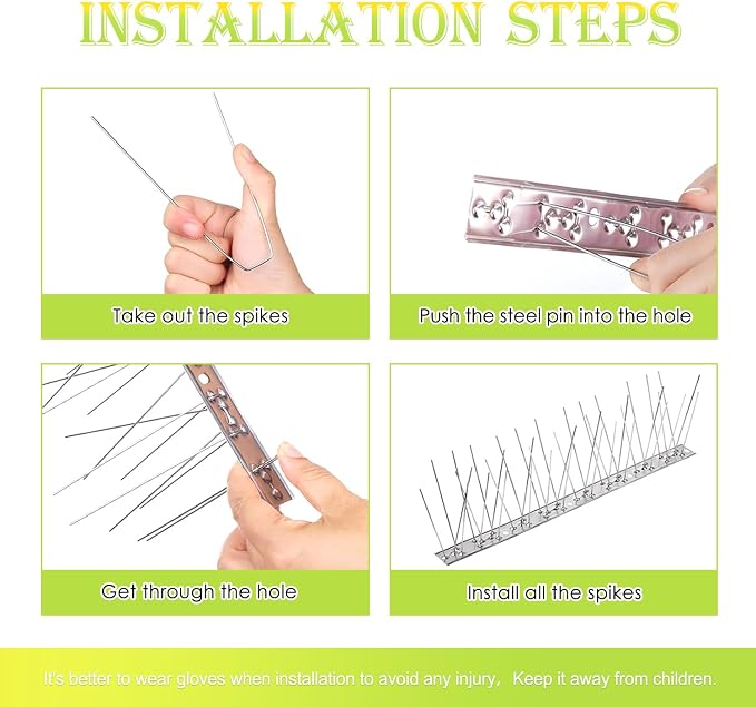 Pigeon Spikes Stainless Steel Bird Spikes for Outside to Keep Birds Away 19 Pack 15ft Coverage Bird Spikes Wire Prevention Spikes for Small Bird Squirrel for Fence Roof Blacony