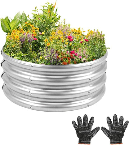 Gardeal Garden Galvanized Raised Garden Bed Kit - Metal Planter Boxes for Vegetables/Herbs/Flowers, Heavy-Duty Steel Outdoor Garden Box with Reinforced Edges(4X4X1FT)