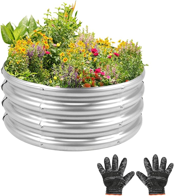 Gardeal Garden Galvanized Raised Garden Bed Kit - Metal Planter Boxes for Vegetables/Herbs/Flowers, Heavy-Duty Steel Outdoor Garden Box with Reinforced Edges(3X3X1FT)