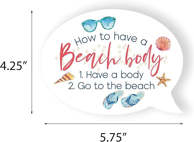 P. Graham Dunn How to Beach Body Nautical White 5.75 x 4.25 Wood Tabletop Thought Bubble Sign