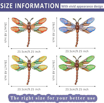 Metal Dragonfly Wall Decor 3D Colorful Outdoor Fence Wall Art Decor Hanging Decoration for Your Garden Yard Patio Balcony