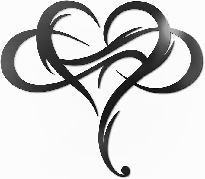 Vivegate Infinity Heart Metal Wall Decor, Unique Love Sign Plaque Steel Art Geometric Wall Decor Set Cut Out for Outside (Large - 15"X13")