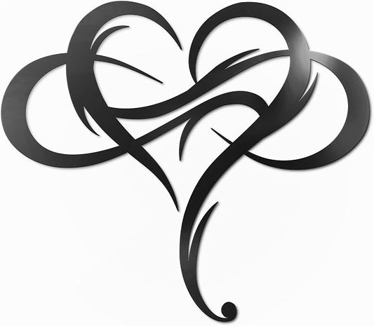 Vivegate Infinity Heart Metal Wall Decor, Unique Love Sign Plaque Steel Art Geometric Wall Decor Set Cut Out for Outside (Large - 15"X13")
