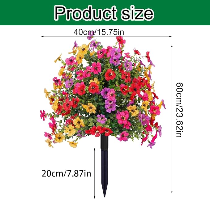 24 Inch Artificial Flower Stake Outdoor Decor - Multi-Color Garden Stakes for Yard & Lawn, No Fade Heavy Duty Plastic, All Season Decoration (2PCS Mix)