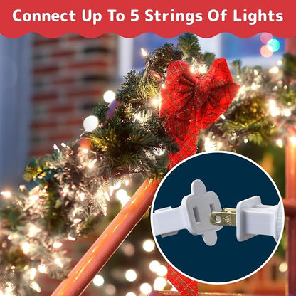 PREXTEX 100-Count Ultra Bright Christmas Lights - 20 ft Clear StringLights on White Wire - Incandescent Xmas TreeLights for Indoor and Outdoor Decorations (Pack of 2)