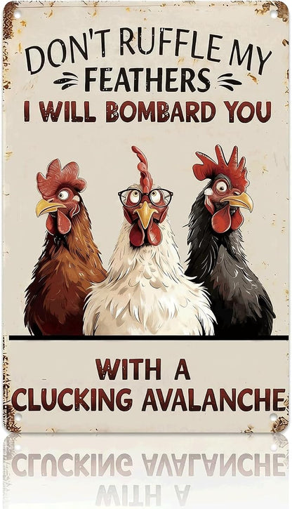 Antique Finish Chicken Coop Metal Sign, Weather-Resistant Tin Sign for Outdoor Garden Decor, Funny Farm Animal Sign, 8x12 Inch Farmhouse Patio Ornament