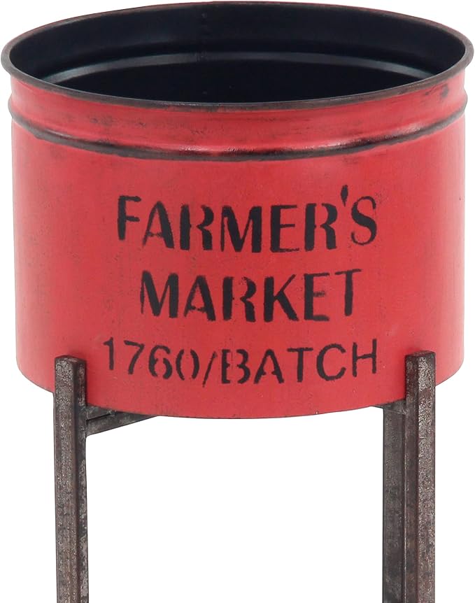 Deco 79 Metal Indoor Outdoor Planter Farmers Market Large Planter Pot, Set of 3 Planters 22", 25", 28"H, Multi Colored