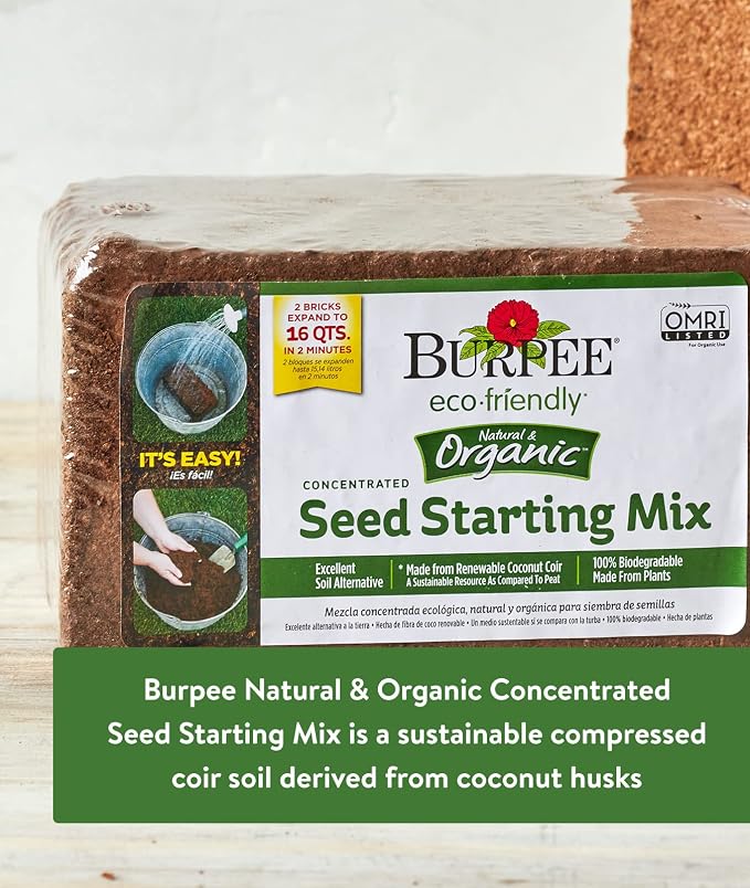 Burpee Natural Purpose Granular 4-Lb Organic Food for Growing Strong Plants & Organic Coconut Coir Concentrated Seed Starting Mix, 16 Quart