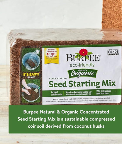 Burpee Natural Purpose Granular 4-Lb Organic Food for Growing Strong Plants & Organic Coconut Coir Concentrated Seed Starting Mix, 16 Quart