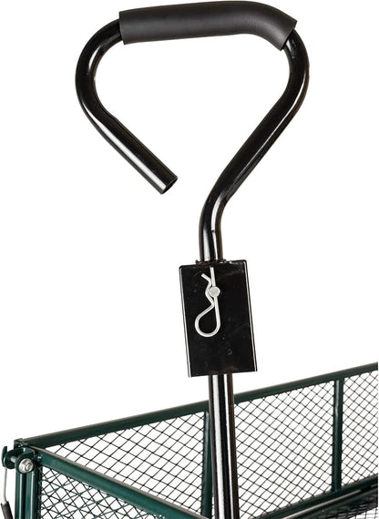 Garden Star 70107 Garden Cart/Utility Cart, Hinged/Removeable Sidewalls, Four 10-inch Wheels, Loop Handle with Convertible Hitch Attachment, Steel Powder-Coated Mesh Frame, 700-pound Capacity, Green