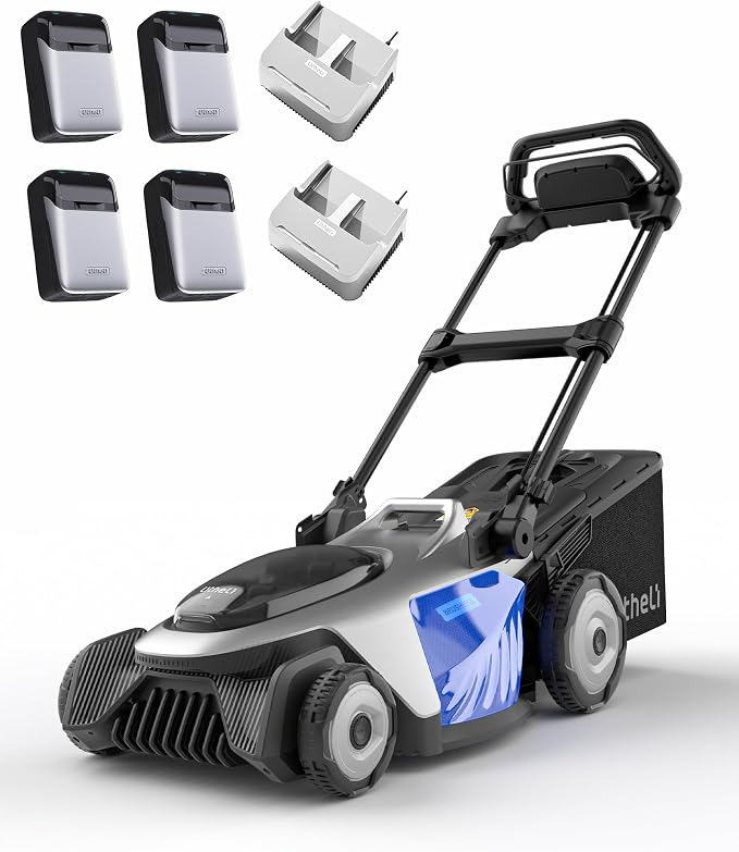 Litheli 21" Electric Lawn Mower Cordless, Self-Propelled Electric Mower with 40V Brushless Motor, Battery Powered Lawn Mower 4×8.0Ah Batteries and Rapid Charger Included