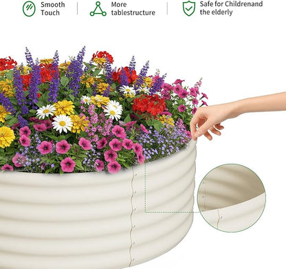 DDK Galvanized Raised Garden Bed, Round Outdoor Planter Bed, 4x4x1.5ft Metal Planter Box for Gardening and Planting,2Pack,MW