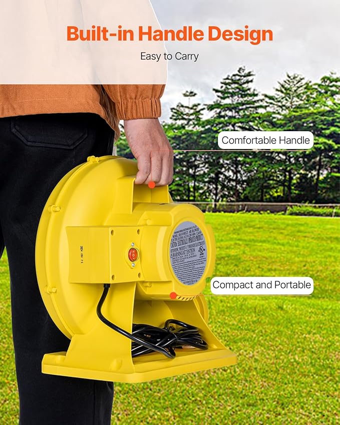 VEVOR Inflatable Blower, Electric Air Blower, Bounce House Blowing Pump, Commercial Corded Fan Pump for Castle Wate Slides Water Slide Bouncy Castle