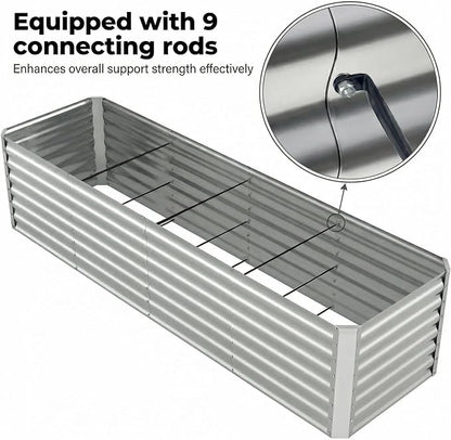 8x2x2 FT Galvanized Raised Garden Bed, Rectangle Elevated Metal Outdoor Planter Box, Large Planter for Flowers, Vegetables, Fruit and Herbs, 24-Inch Ergonomic Height Helps Reduce Bending, Open Bottom