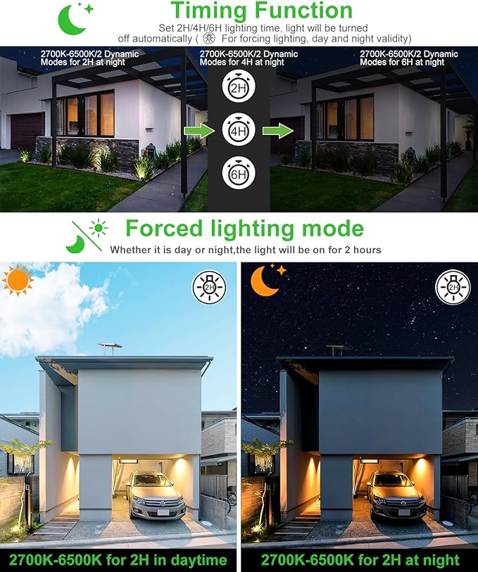 Cly 6 in 1 Solar Spotlights Landscape Outdoor Garden, Solar Powered Lights | IP66 Waterproof Landscape Lighting with Remote 18M Cable for Garden, Lawn, Patio, 2700K/4000K/6500K