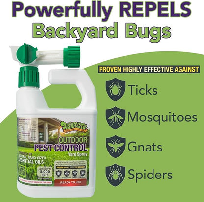 Trifecta Natural Outdoor Pest Control Yard Spray with Essential Oils | Mosquito, Ant, Flea, Tick, Gnat Killer on Contact & Repellent Treatment for Insects Bugs | Safe Around Kids & Pets | 32oz -2 Pack