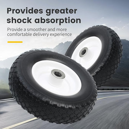 MaxxHaul 12" Flat Free Solid Tire 4.10/3.50-6" Wheel with 1" Bore with 5/8" Adapter - Double Sealed Bearings 3.75" Center Hub - Trailer Dolly / Wheelbarrow Replacement - 330 lb Capacity 1-Pack (50502)