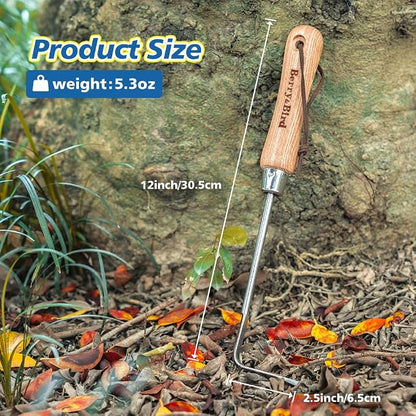 Berry&Bird Garden Hook Weeder, L-Shape Single Claw Hook Crack Weeder | Crevice Weeding and Soil Loosening, Garden Digging Cultivator Weed Remover Tool for Patio Lawn Yard Moss Terrace Paving