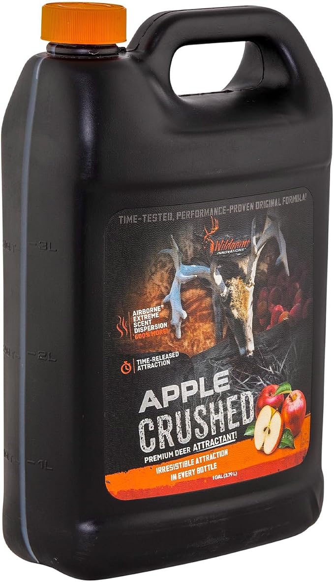 Wildgame Innovation Apple Crushed Liquid Deer Attractant, 1 Gallon Time-Released Juiced Sweet & Salty Mineral Lick with Airborne Extreme Scent Dispersion