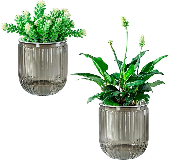 Melphoe Self Watering Pots for Indoor Plants Planter, 4.7 Inch 2 Pack Planters Self Watering Plant Pots for Flower, Houseplants, Succulent, African Violets and Cactus with Drainage