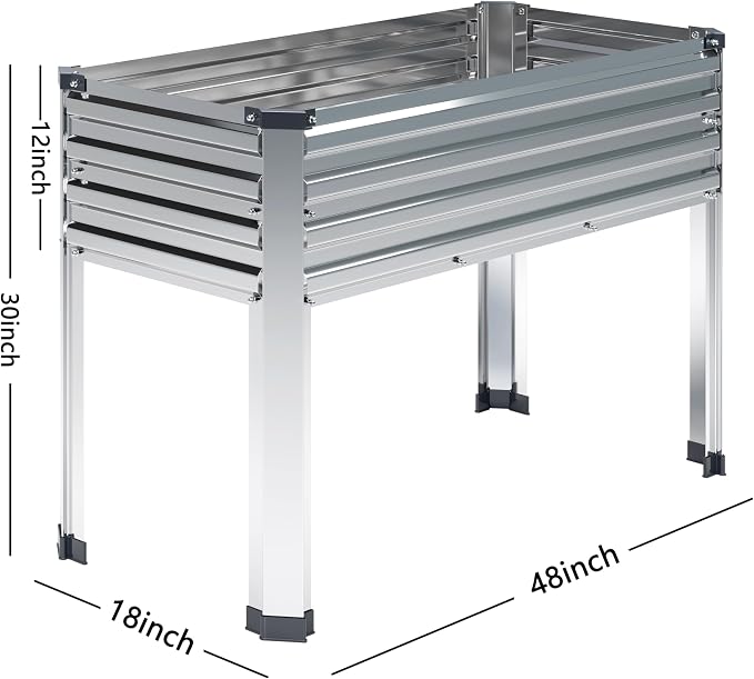 Vengarus 2PCS 48×18×30in Galvanized Raised Garden Bed Outdoor with Legs Set | 300 Lb Capacity, Galvanized Steel, Rust-Resistant, Elevated Planter Box for Outdoor Garden, Patio, Balcony, Backyard, SLiver