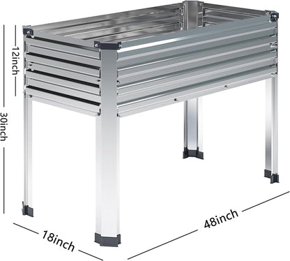 Vengarus 2PCS 48×18×30in Galvanized Raised Garden Bed Outdoor with Legs Set | 300 Lb Capacity, Galvanized Steel, Rust-Resistant, Elevated Planter Box for Outdoor Garden, Patio, Balcony, Backyard, SLiver