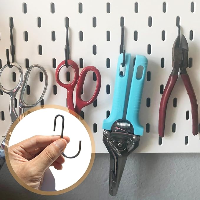 CYG&CL 12PCS Metal Shed Hooks for Hanging, Outdoor Storage Shed Accessories Interior, Utility Peg Board Tool Hangers, Heavy Duty J-Hook for Garden Garage Pegboard