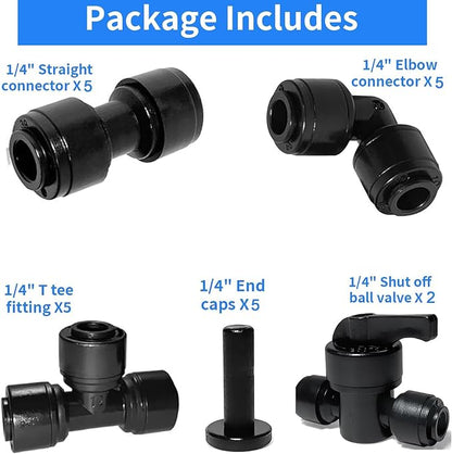 15 Pack 1/4" Quick Connect Drip Tee Connectors,Leak Free Fittings | Fits 1/4 Inch (6.35mm) Irrigation Tubing,Durable Black Plastic,Easy Push-to-Install for Garden Sprinkler