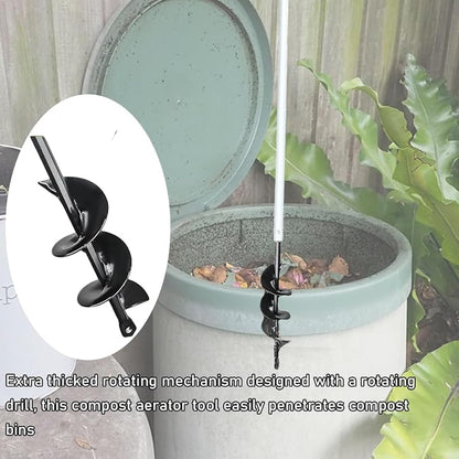 Compost Aerator Tools, 110CM Length Compost Turner Iron Composting Accessories - Manual Turners for Compos Bins and Garbage Decomposition, Rustproof and Durable