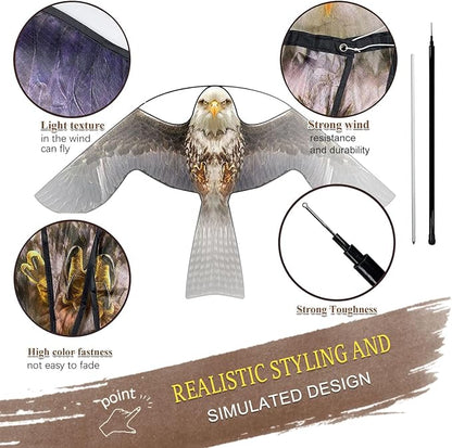 Bird Hawk Flying Kite with Pole Crops Farm Protector Bird Scarer Flying Kite with 4m Pole-Style B