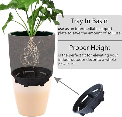 Sun-E Tall Planters for Outdoor Indoor Plants, 21-Inch Large Planter with Removable Insert Shelf, High Glossy Glazed Ceramic-Look Tri-Tone Gradient Tall Flower Pots for Entryway Corner Luxury Decor