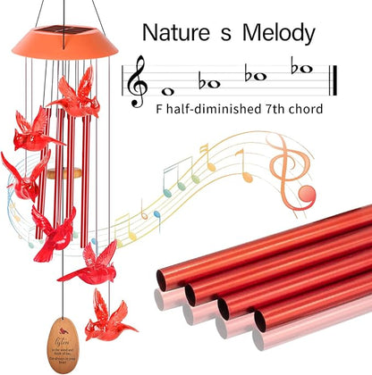 Cardinal Wind Chimes for Outside with 4 Music Aluminum Tubes | Wind Chimes ,Best Gifts for Mom Grandma Women Wife Aunt Sister, Solar Lights Outdoor Wind Chimes, Garden Yard Decor