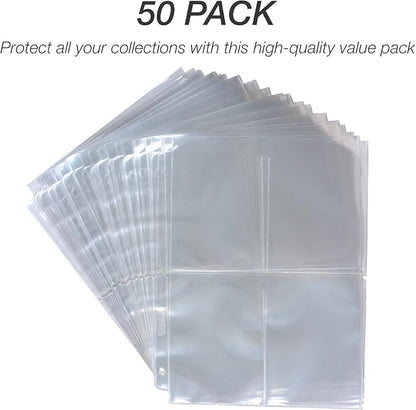 Samsill 50 Pack Heavy Weight 4 Pocket Garden Seeds Storage Clear Sheet Protectors, Seed Organizer, Each Pocket Measures 3.5" x 5.25", Fits in Standard 3 Ring Binder