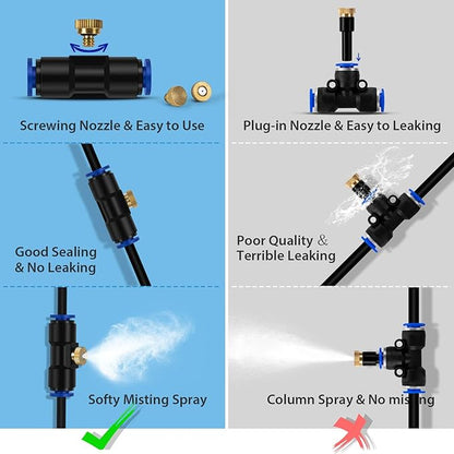 lifeegrn Misting Cooling System, Outdoor Misting System for Patio, 40 FT Misting Line+10 Mist Nozzles+3/4" Brass Adapter,Outdoor Mister System for Patio Garden Trampoline Greenhouse