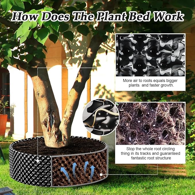 RooTrimmer Air Pruning Containers 60 Gallon 2P, Raised Garden Bed Large Tree Pos New Plastic Nursery Pot Fruit Vegetable Garden Grow beds (4 ft Diameter), Black