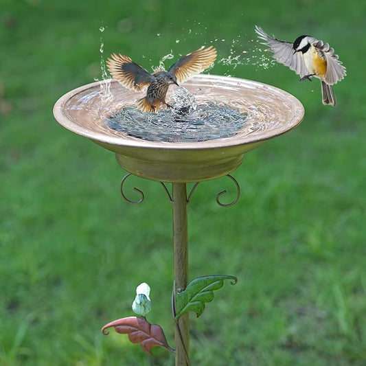31”H Solar Bird Bath for Outside,Metal Bird Bath with Solar Fountain | Solar Fountain Bird Bath with Metal Stake,Solar Powered Bird Bath for Outdoor Garden Yard Decor