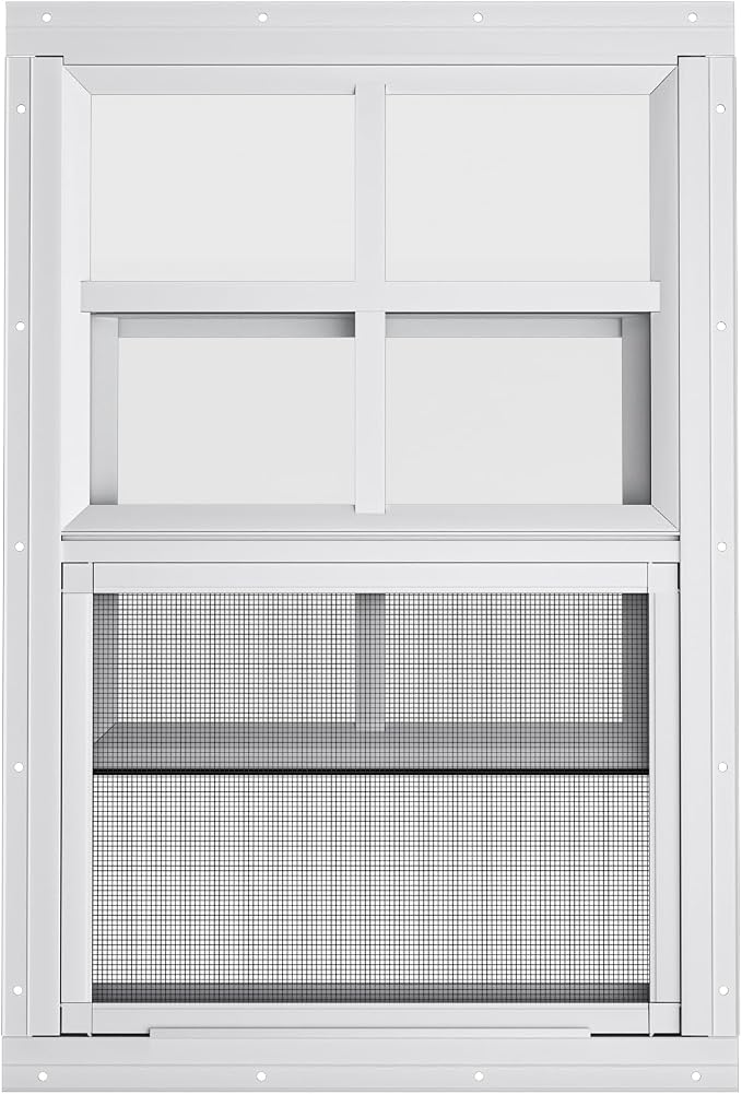 2 Pack Shed Windows 18" W x 27" H Flush Mount, White Household Windows for Playhouses, Barns, Chicken Coop