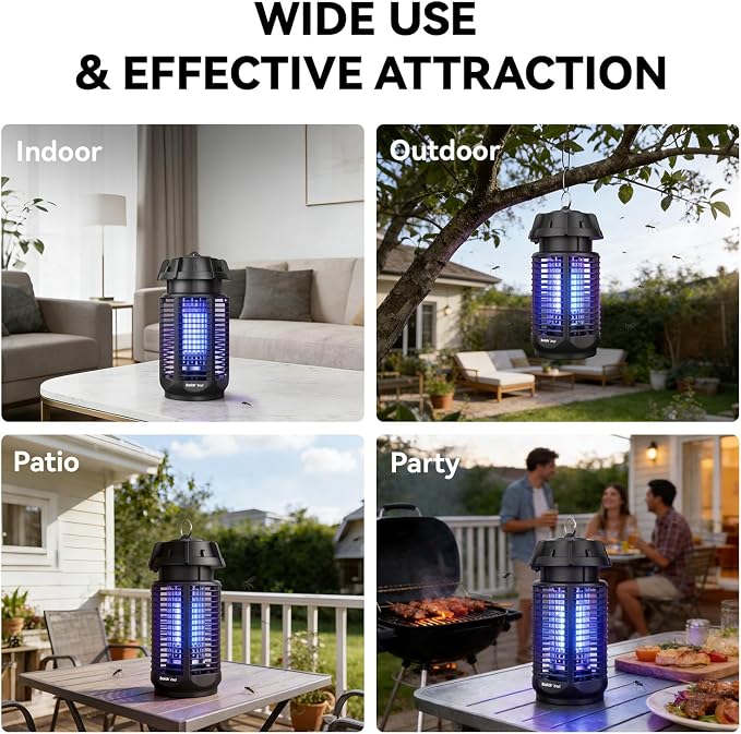 Electric Bug Zapper for Outdoor & Indoor, Mosquito Zapper 4200V 20W Powerful Fly Trap, 1/2 Acre Wide Coverage, IPX4 Waterproof Insect Killer for Backyard, Patio