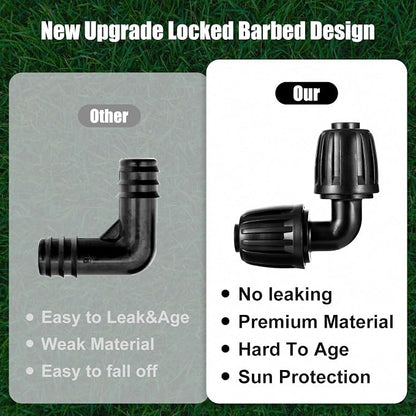 12pc 1/2“ Drip Irrigation Elbow Fittings,ANTI DROP Lock Barbed Elbow For (1/2" ID x0.6-0.63" OD) 90 Degree Elbow Connectors Drip Tubing Irrigation Fittings (12pc 1/2 inch Irrigation Elbow Fittings)