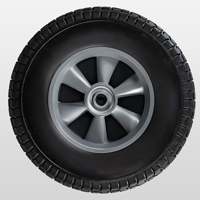 BIG RED Solid Rubber Tires and Wheels, 10 inch Flat Free Tubeless Wheels with 5/8" Axle Bore Hole,2.1" Offset Hub - for Truck, Utility Cart,Wheelbarrow, Dolly, Garden 10" x 2.5"