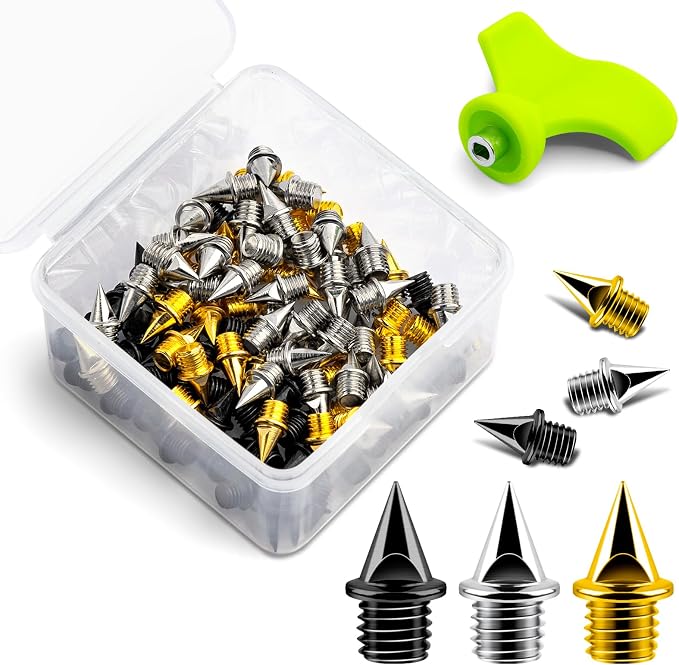 1/4 Inch Track Spikes, 100 Pieces Steel Track Shoe Spikes Replacements and Spike Wrench for Sports Running Track Shoes