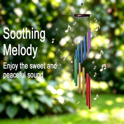 HOMEXUP Outdoor Colorful Wind Chimes for Outside with 12 Aluminum Tubes for Garden Patio Balcony and Home Decor（Color）
