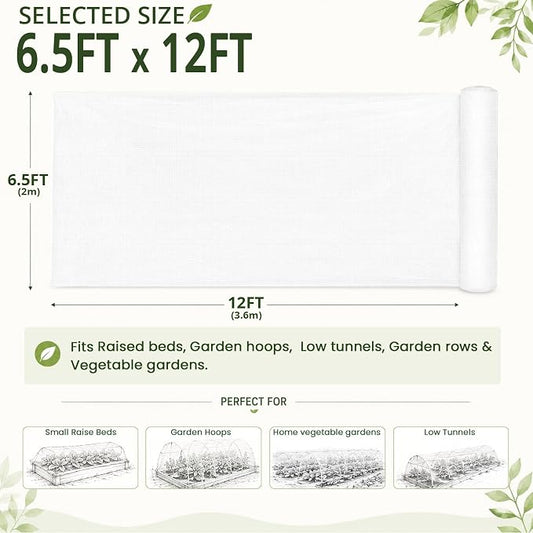 6.5x12Ft Garden Netting, Fine Mesh Insect Netting for Plant Protection, Mosquito Bug Bird Barrier Mesh Cover for Vegetables Fruits Flowers Raised Beds