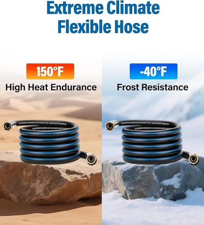 Short Garden Lead-In Hose 12ft X 5/8" Female to Female, 12 Feet Flexible Leader Water Hose With Swivel Handle, Heavy Duty Small Garden Water Hose for Outdoor Indoor