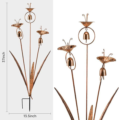 WSgift Gardens Metal Calla Lily Flowers with Bells for Outside Yard Art Metal Lilies Bronze