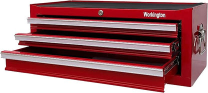 Workington Industrial 3 Drawers Portable Metal Intermediate Box, 26" Middle Tool Chest Cabinet with Ball Bearing Drawer Slides, Steel Tool Storage Box Organizer 4009 Red