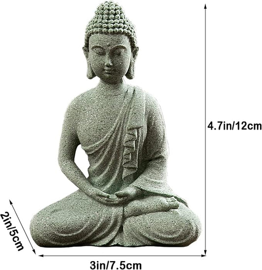 livelyfish Fish Tank Buddha Statue Japanese Aquarium Decorations Meditation Sandstone Buddha Statue Ornaments Betta Pet Fish Tank Asian Decorations,C